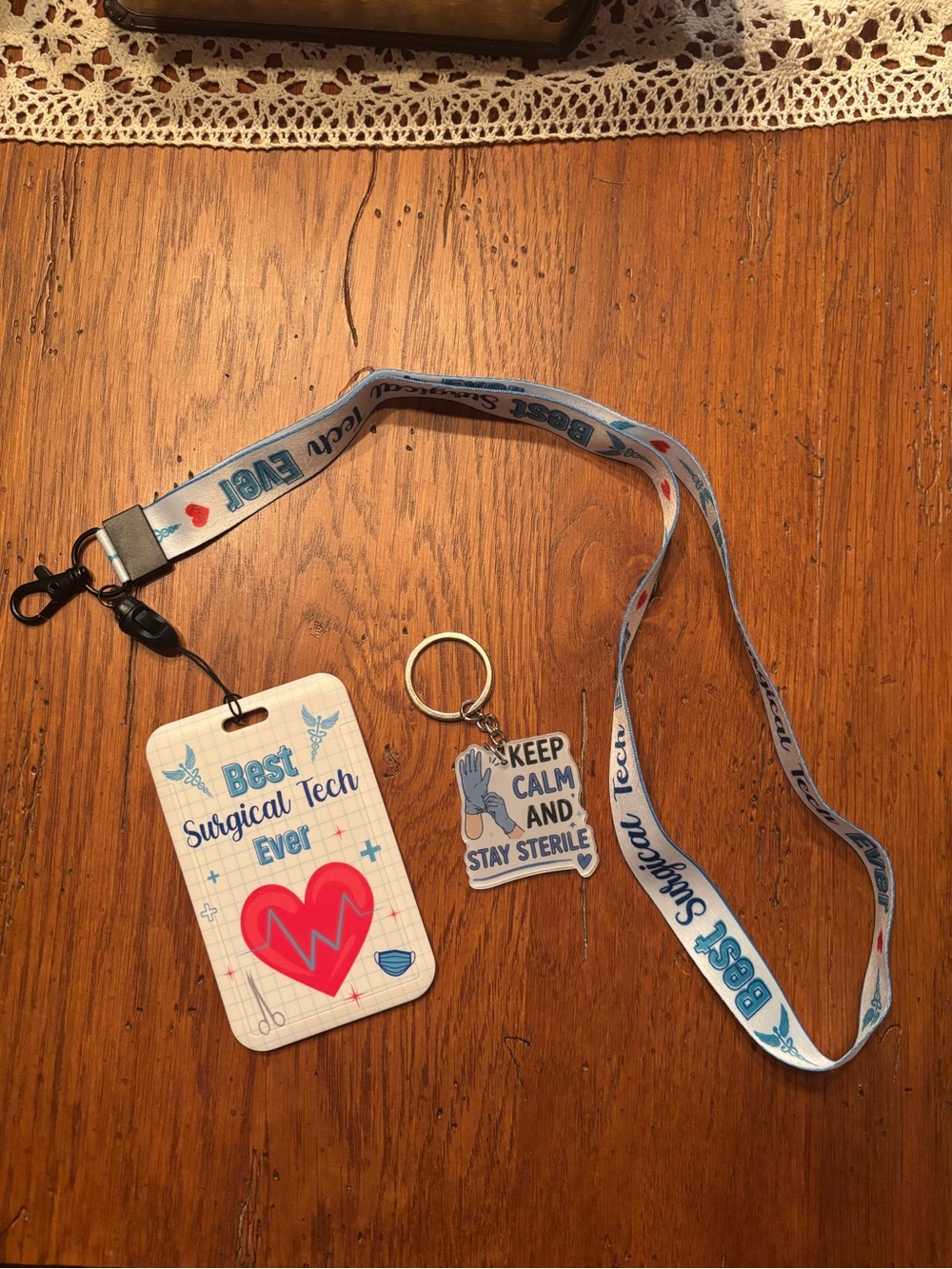 Best Surgical Tech Ever Blue Lanyard with ID Holder and Keychain